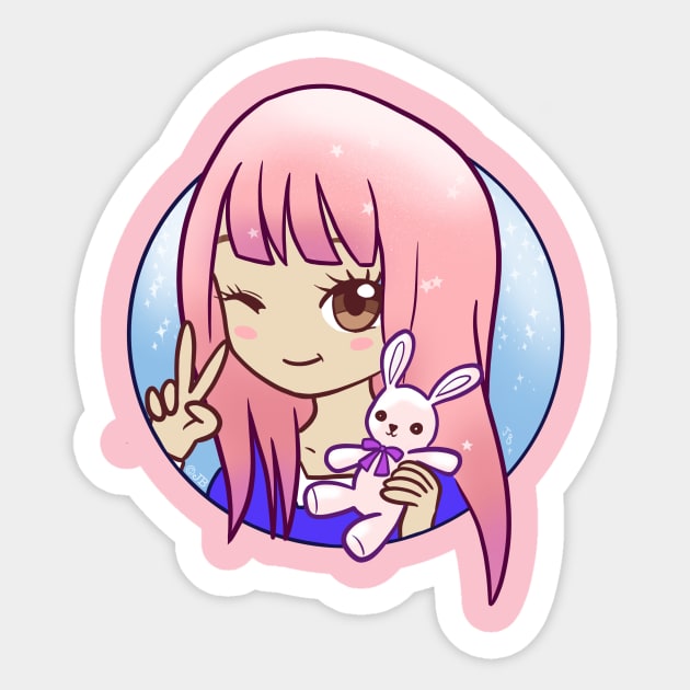 Pink Haired girl - Megan/Leah/LD Lizzie Cutie girl Sticker by Pickledjo